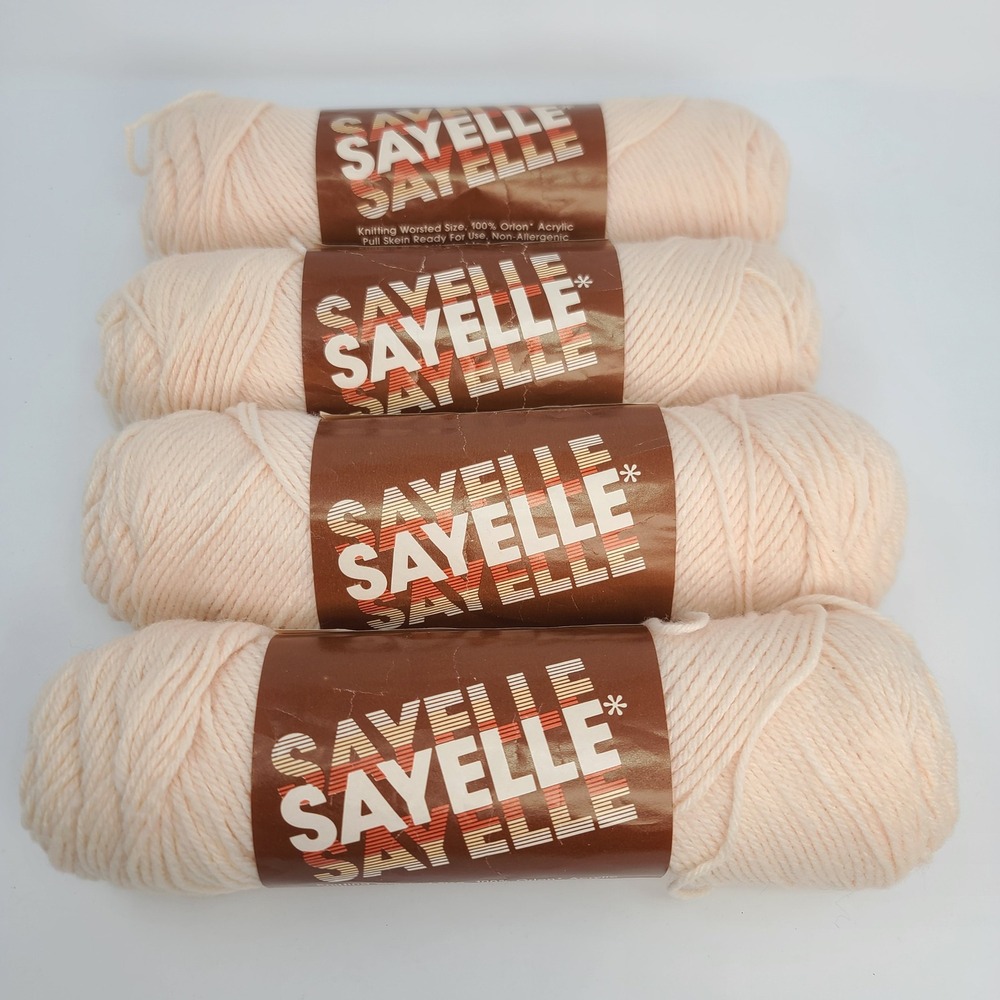 TG&Y Sayelle Yarn Vintage NOS 4 Skeins Fisherman Cream 4 Ply Acrylic 3.5oz